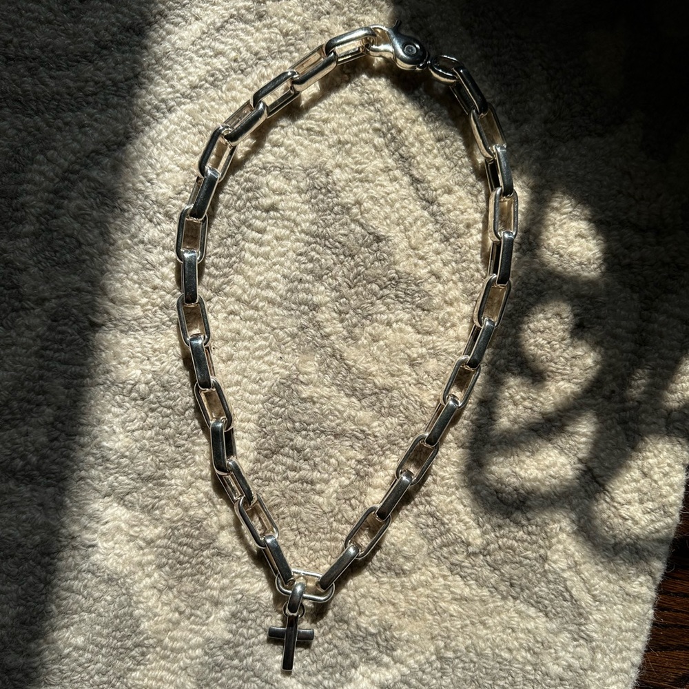 EMPORIO ARMANI sterling silver cross link chain necklace men’s